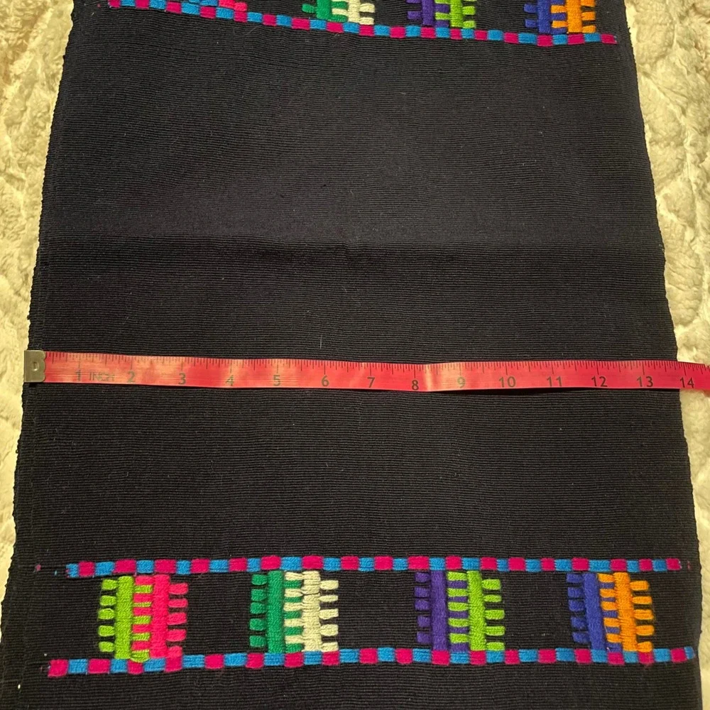 Embroidered Table placemats Set 3 Navy Colorful Boho‎ Decor Latin America 22x14